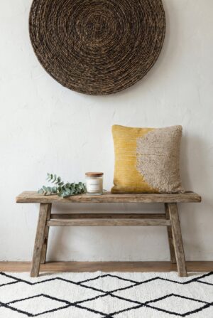Mustard & Ivory Cotton Textured Squared Cushion Cover