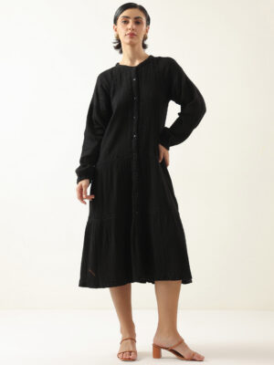 Black Color Pure Cotton Dress For Women