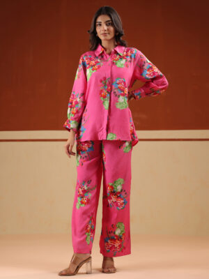 Red Floral Check Print Shirt Collar Cotton Midi Dress For Women
