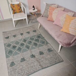Hand-Woven 100% Pure Cotton Multi-Coloured Floor Rug