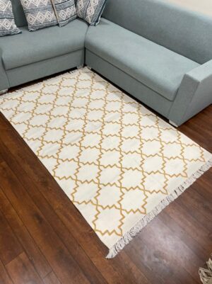 Hand-Woven Abstract Multi-Color 100% Pure Cotton Rug
