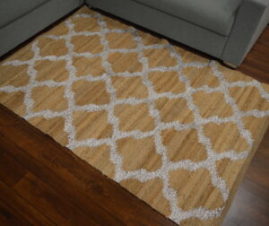 Premium Festive Jute Hand-Woven Rug with Zari Work