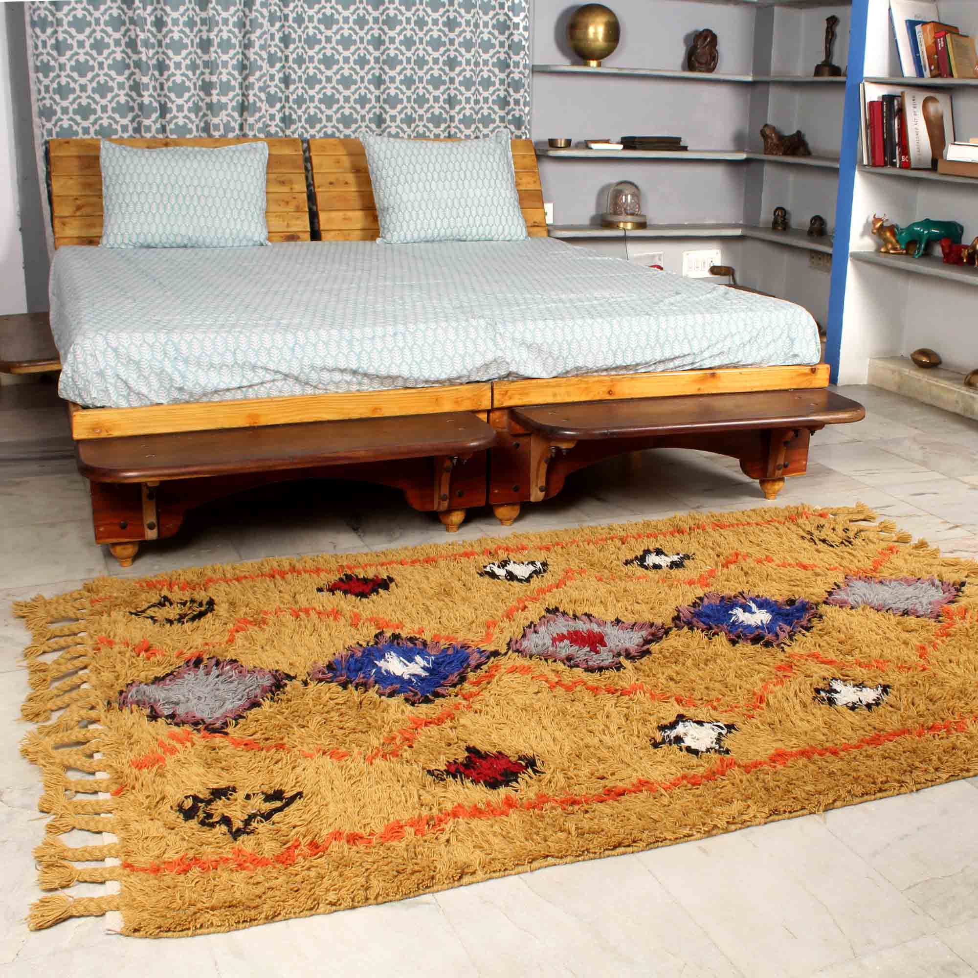 Multi-Color Hand-Woven 100% Wool Rug