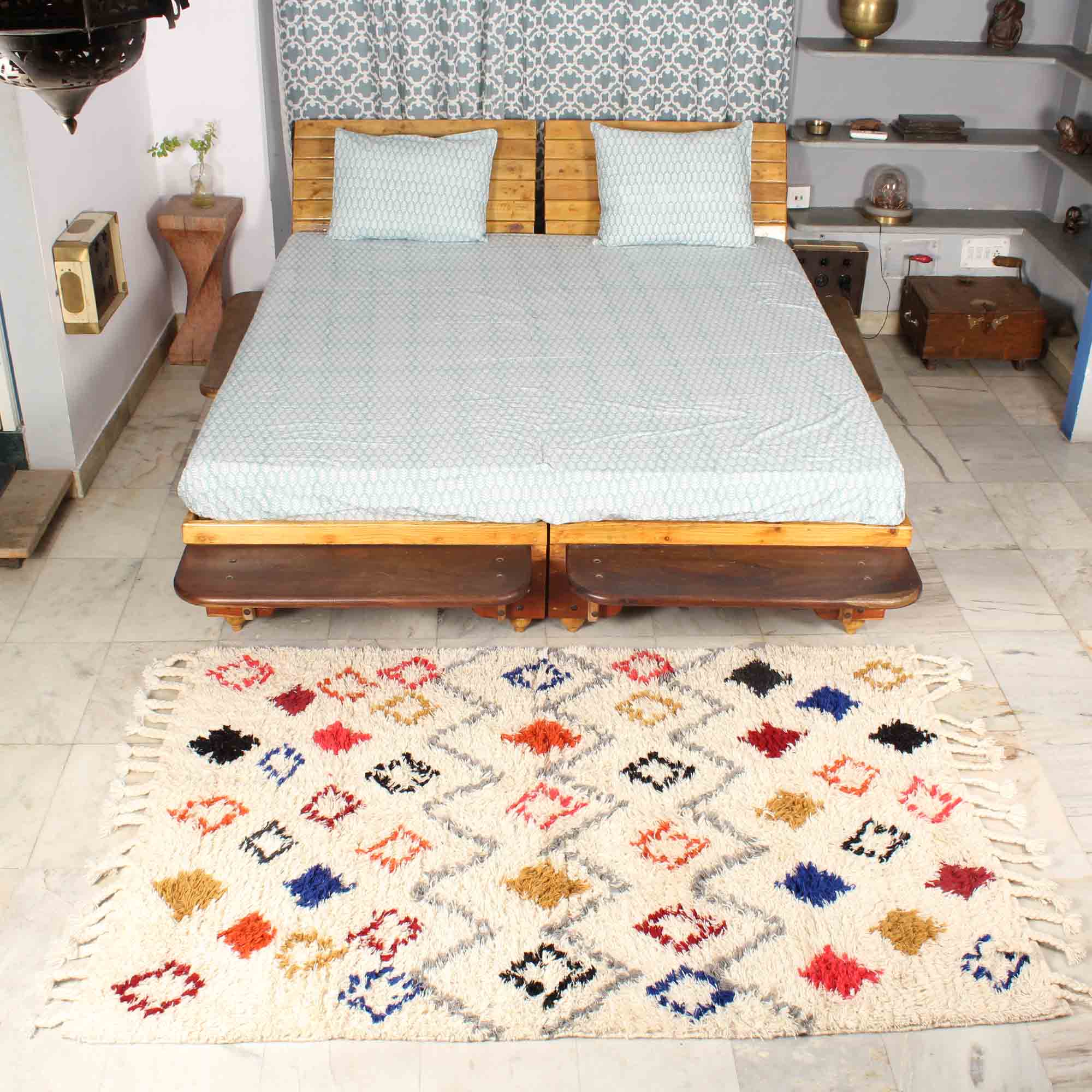 Multi-Color 100% Wool Hand-Woven Rug