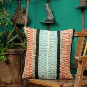 Multicolor Abstract Striped Woven Cushion Cover