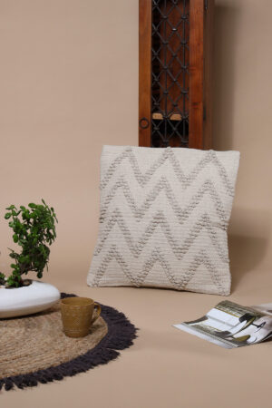 White Geometric Hand-Weaved Cushion Covers