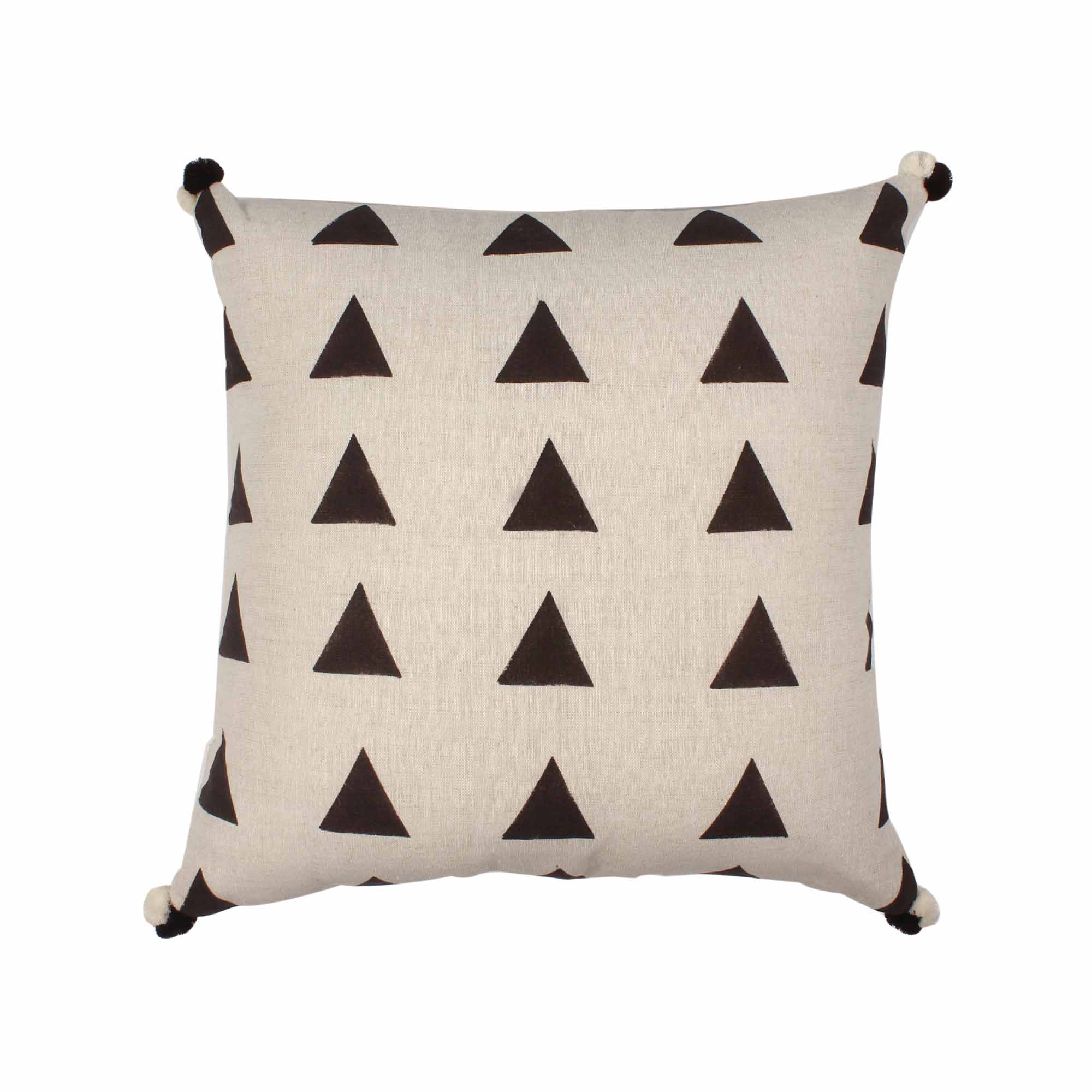 White Geometric Hand-Made Cotton Cushion Covers With Tassels
