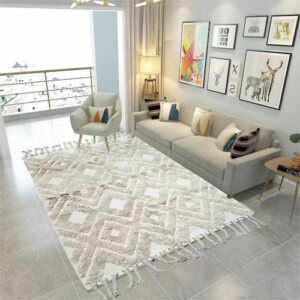 Hand-Weaved 100% Cotton Beige Rug