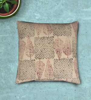 Beige Nature Inspired Tree Print Cushion Cover