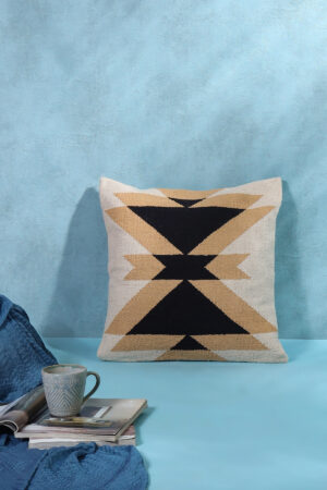 Black & Beige Abstract Geometric Cushion Cover