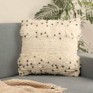 Off-White Handcrafted Pure Cotton Cushion Cover
