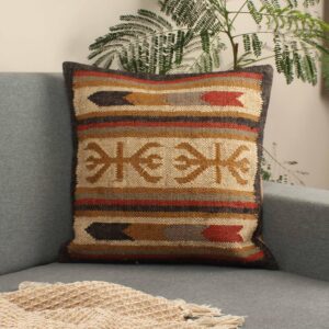 Rustic Earth Tone Bohemian Jute Cushion Cover