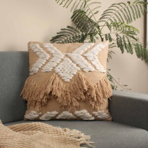 Boho Textured Tufted Cushion Cover with Layered Fringe