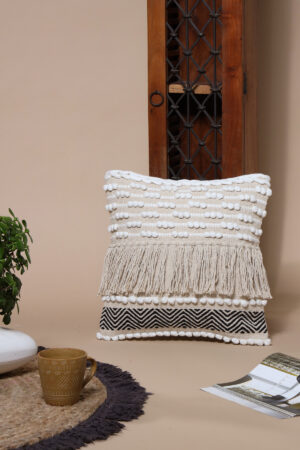Hand-Made Cotton Beige Cushion Cover