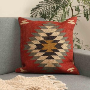 Hand-Made Jute Multicolor Cushion Cover