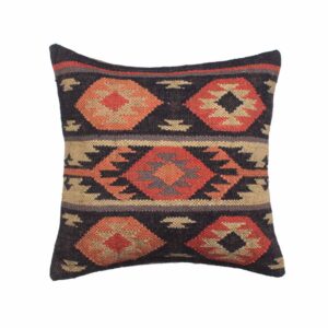 Rustic Boho Wool Jute Handcrafted Kilim Accent Cushion Cover
