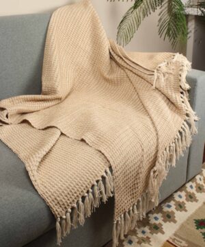 Beige Cotton Throw