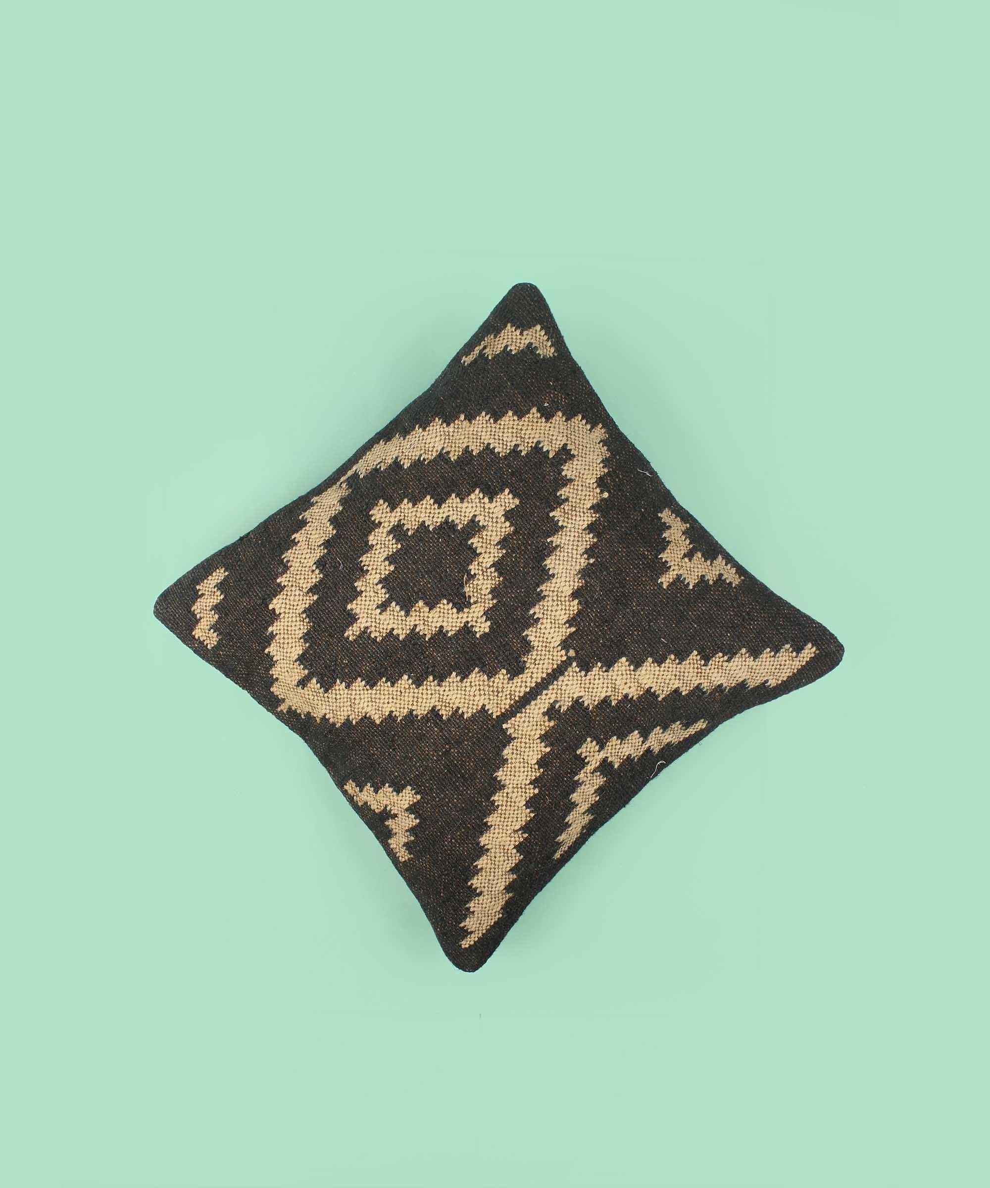 Multicolor Designer Hand-Woven Jute Cushion Cover