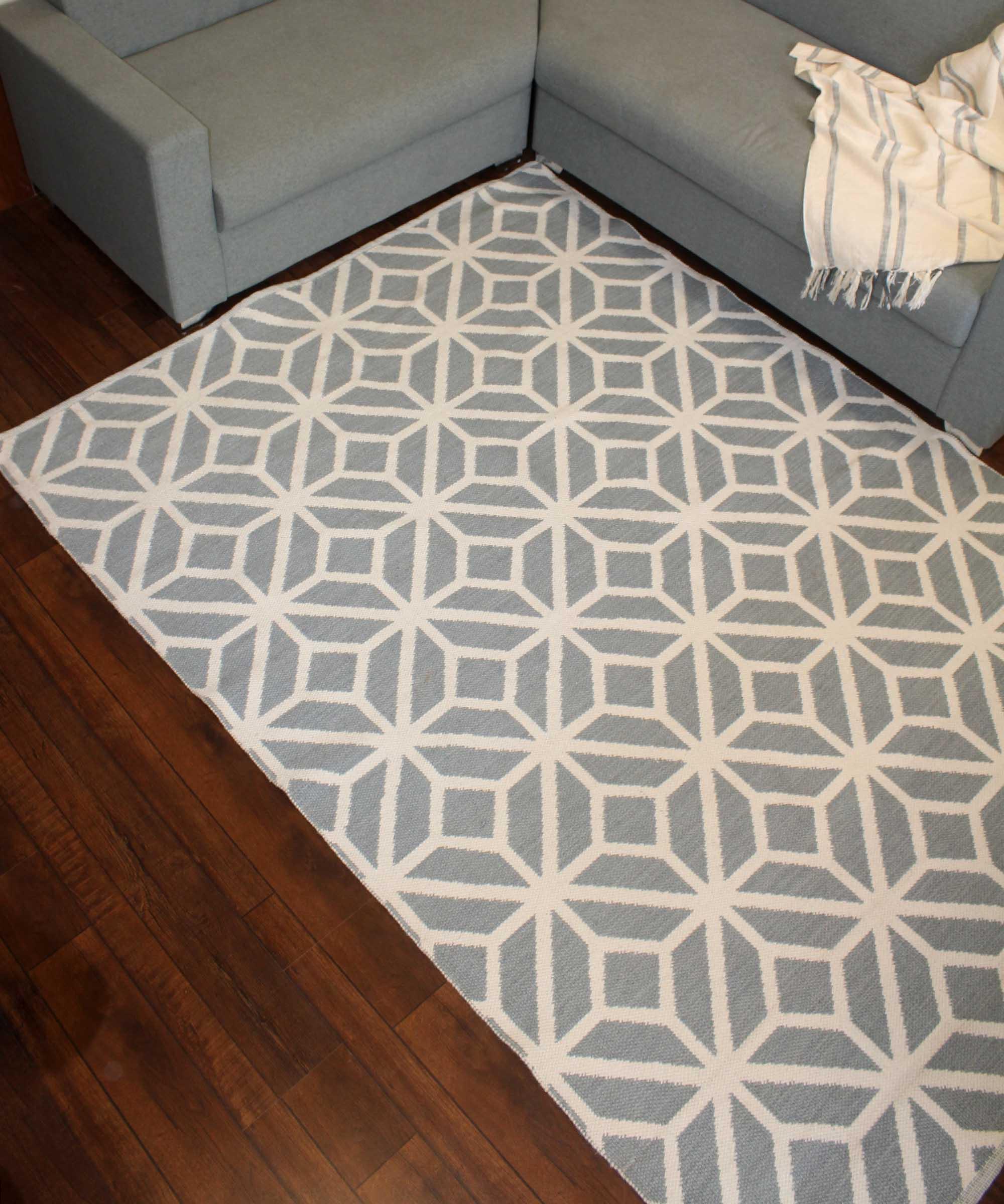 Blue Morocco Wool Hand-Woven Rug
