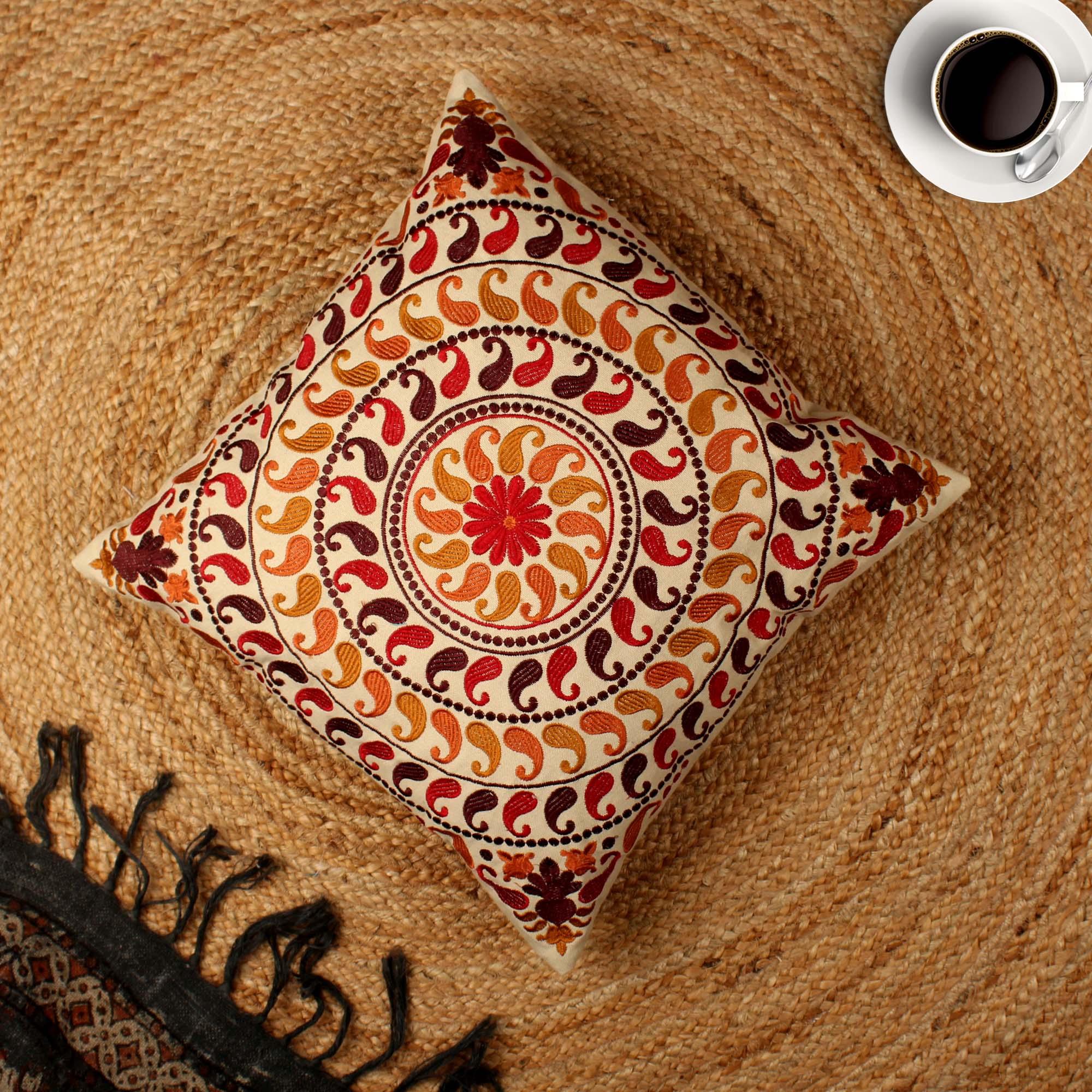 Hand-Made Cotton Embroidered Cushion Cover