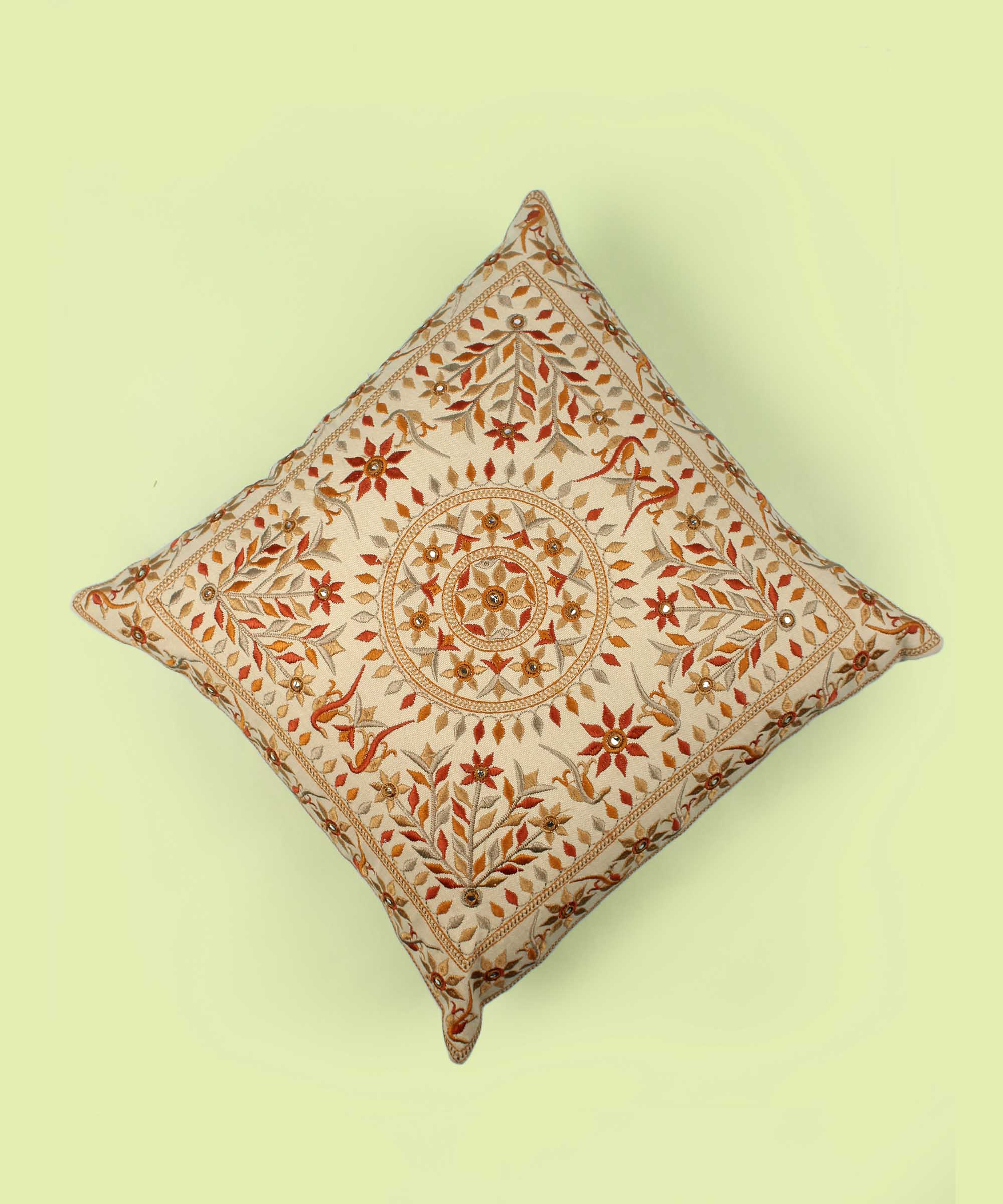 Off-White Cotton Throw Pillow Cover