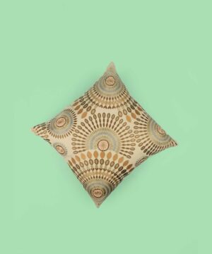 Beige & Sage Green Embroidered Cushion Cover