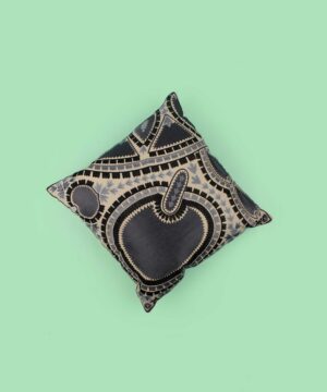 Grey Embroidered Cotton Multicolor Cushion Cover