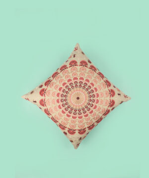 Cream & Blush Pink Mandala Embroidered Cotton Cushion Cover