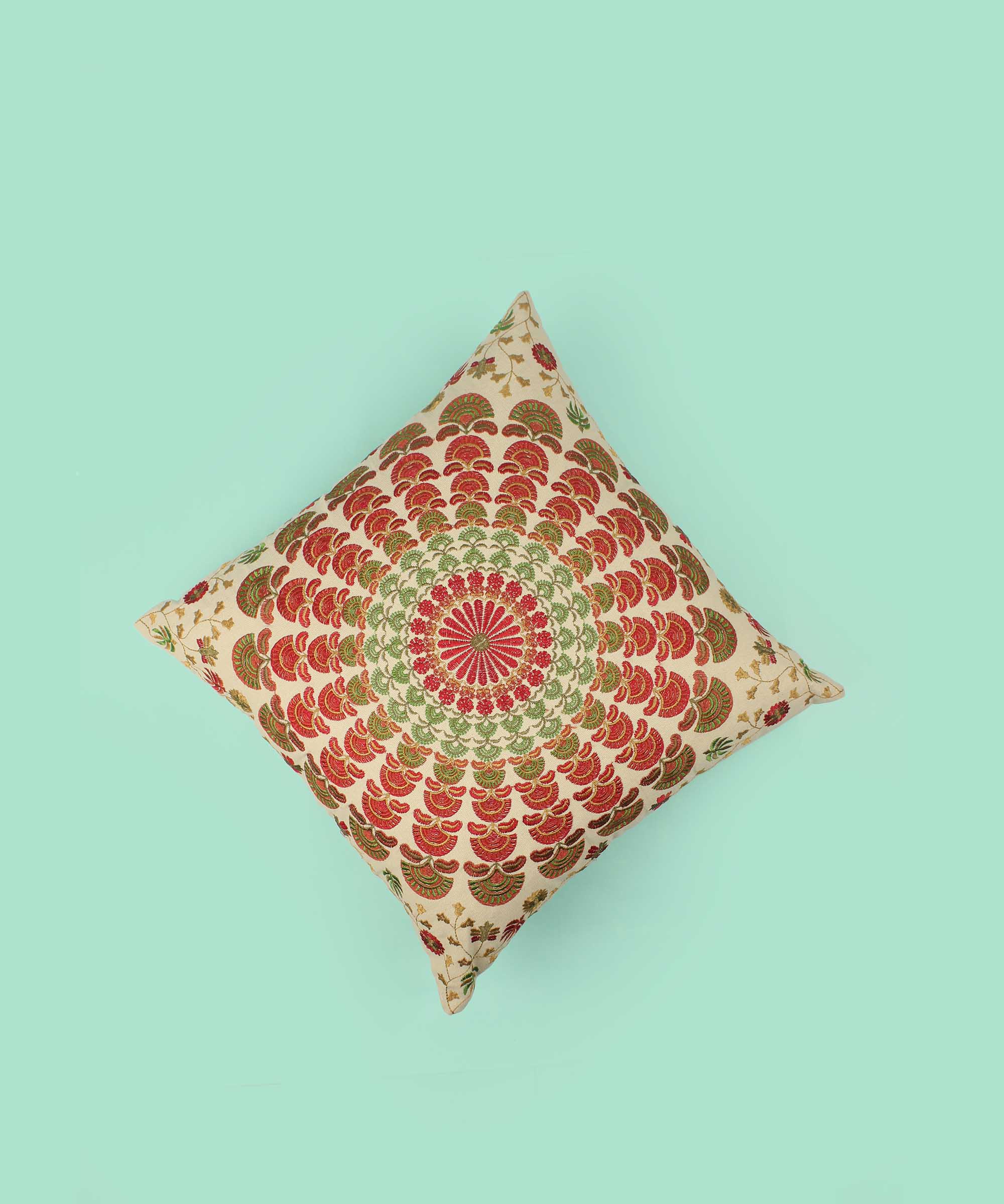 Boho Chic Mandala Embroidered Cotton Cushion Cover