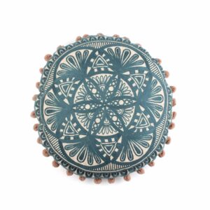 Teal Entwine Embroidery Round Cotton Cushion