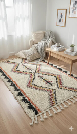 Hand-Woven 100% Pure Wool Multi-Coloured Floor Rug