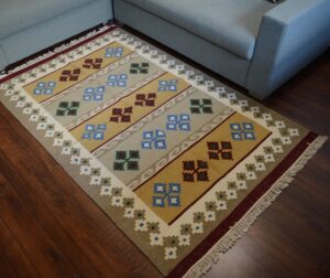 Multi-Color Hand-Woven Wool Jute Floor Rug
