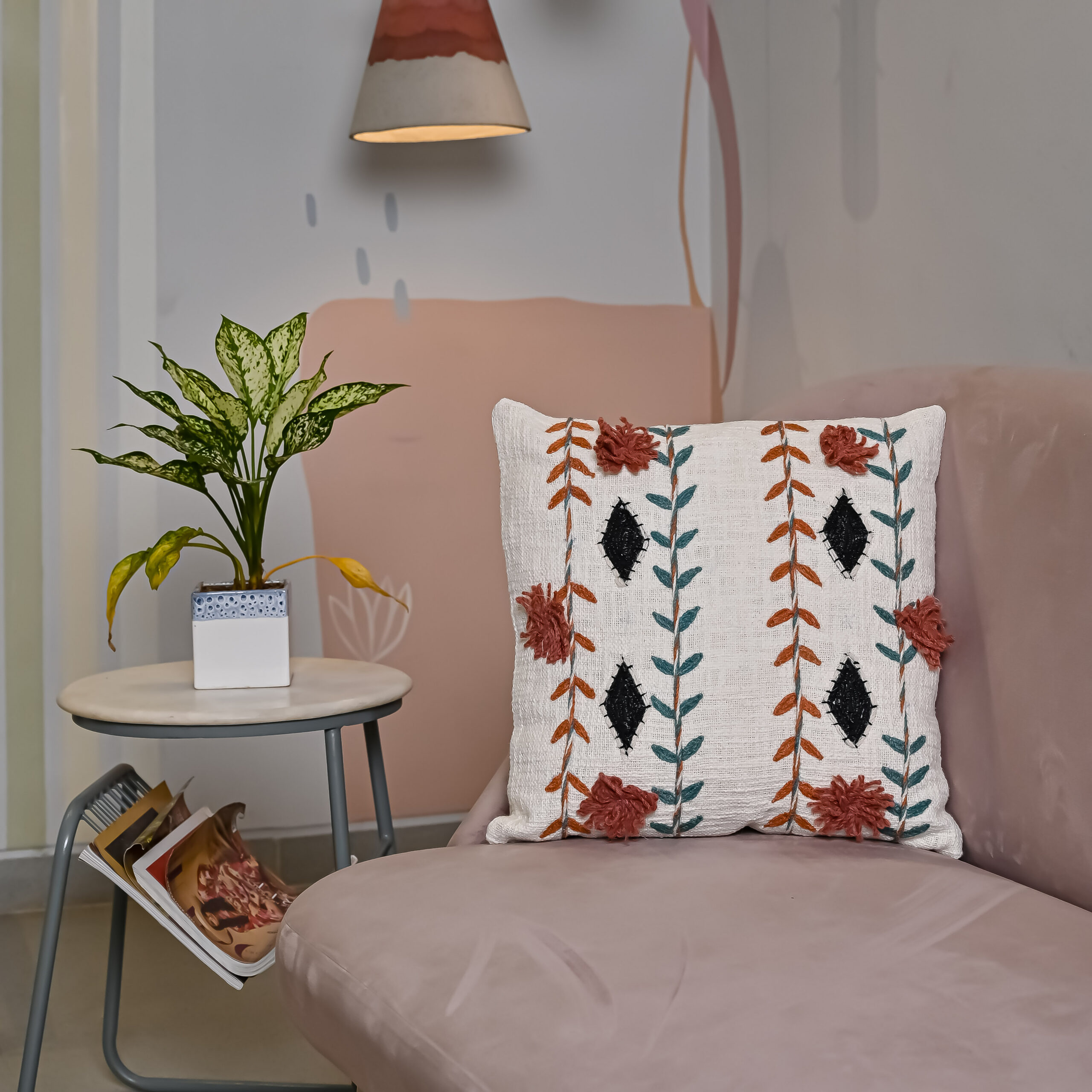 Mustard Color Boho Hand-Woven Pure Cotton Cushion Cover