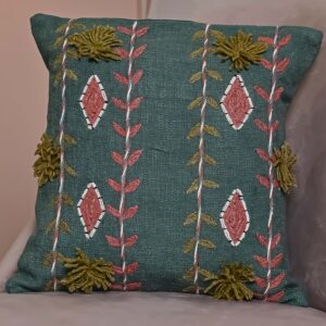 Green Hand-Woven Pure Cotton Cushion Cover