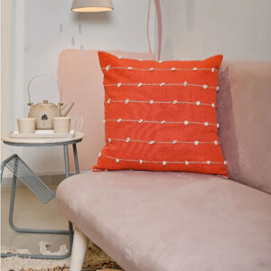 Orange Handcrafted Pure Cotton Handloom Cushion Cover