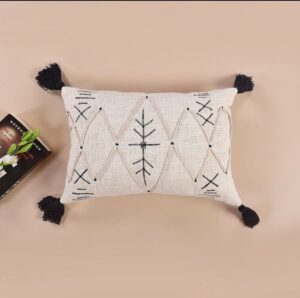 Boho Moroccan Style Hand-Embroidered Lumbar Cushion Cover