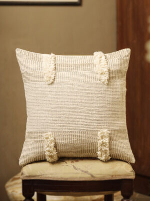 Cream Color Squared Tufted Cotton Cushion Covers