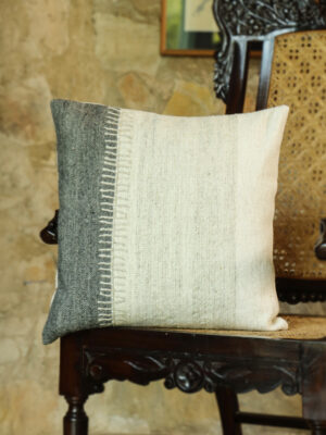 Jute Cotton Off White Colour Self Design Cushion Covers