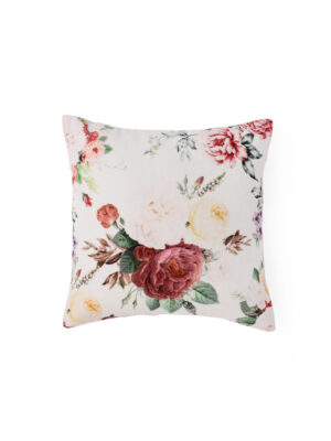 Multicolor Floral Print Cushion Cover in Cream