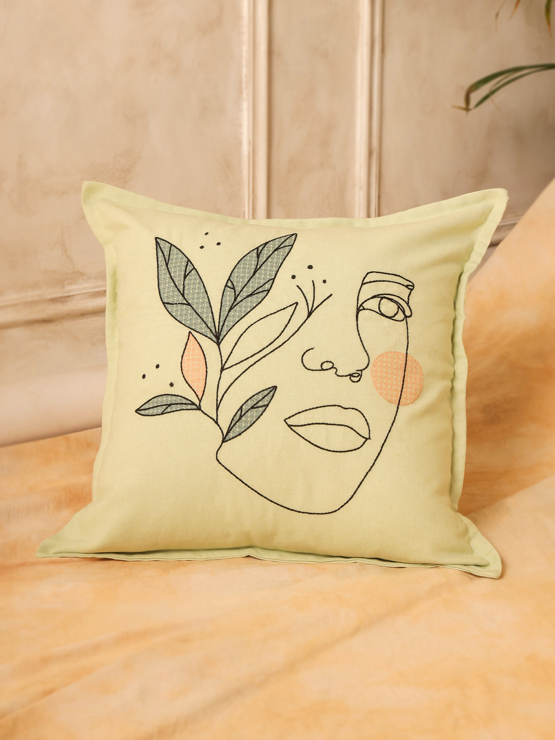 Minimalist Face Floral Cushion Cover