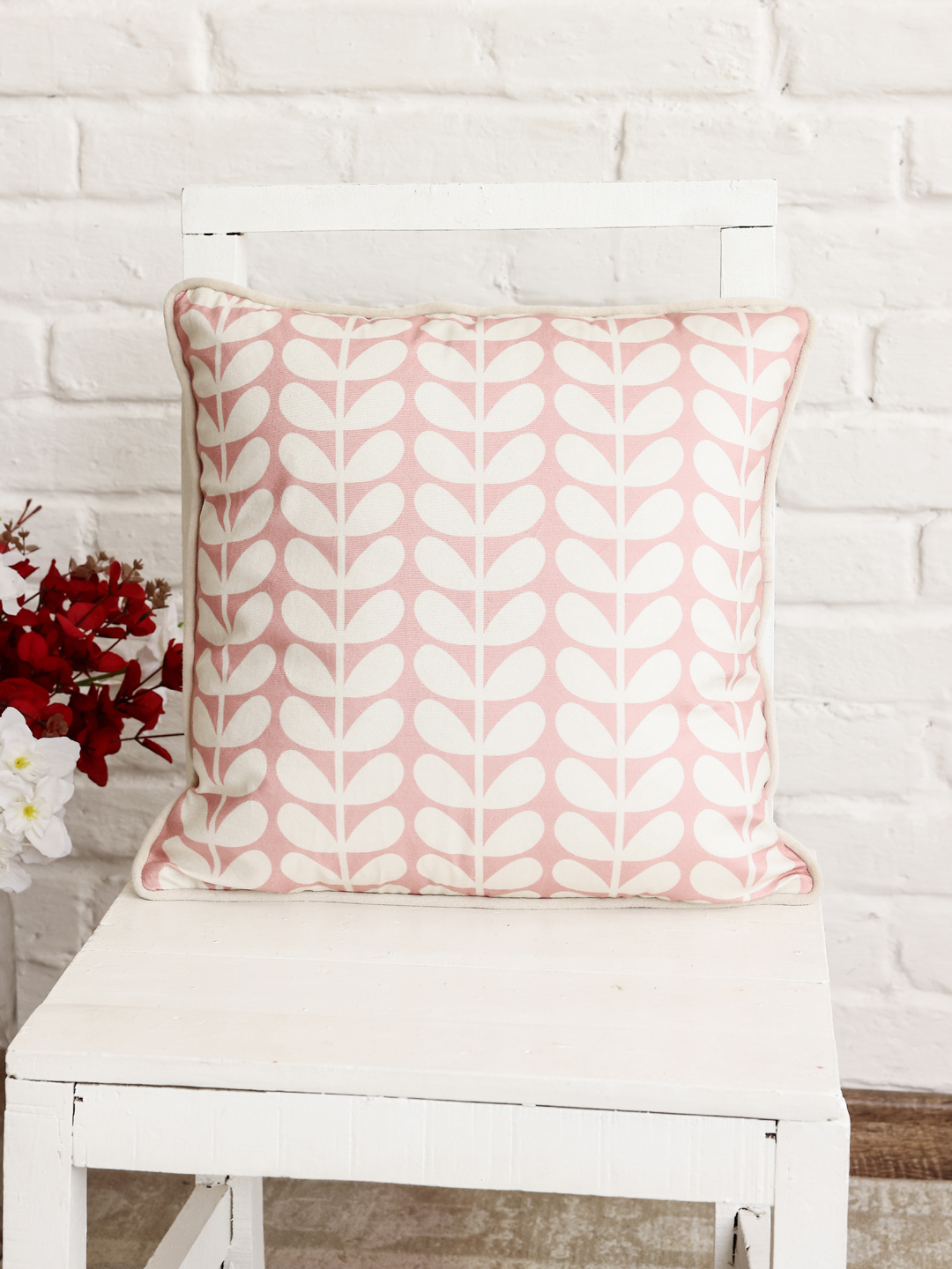 Velvet Floral Design Cushion Cover