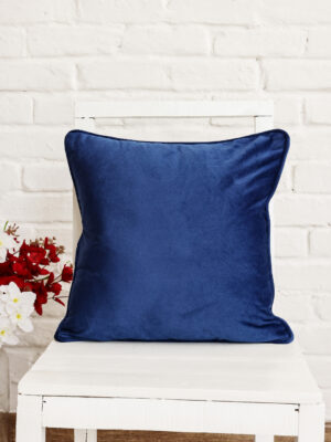 Blue Solid Print Velvet Cushion Cover