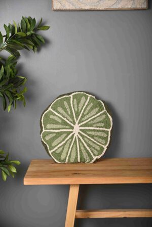 Green Round Shape Truffted Cotton Cushion Cover