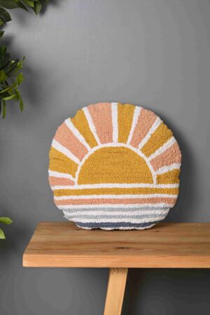 Multicolor Round Truffted Cotton Cushion Cover