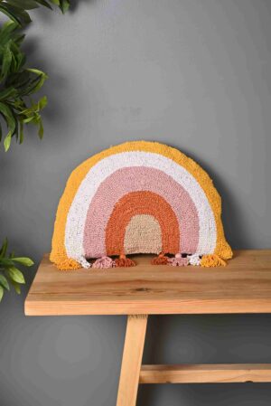 Half Round Shape Multicolor Truffted Cushion Cover
