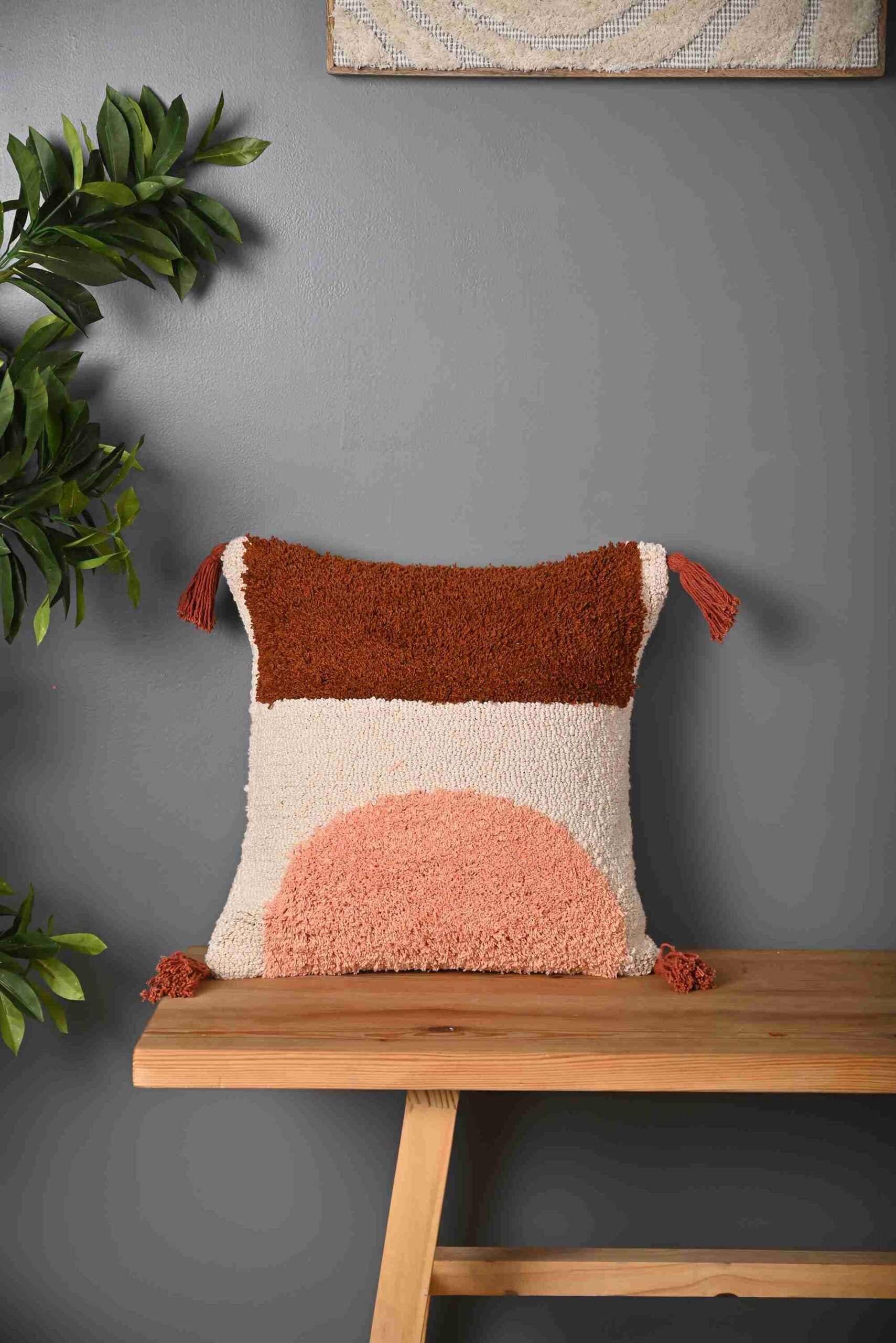 Multicolor Truffted Cotton Cushion Cover