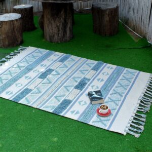 Multi-Color 100% Cotton Hand-Woven Floor Rug