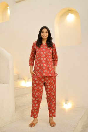 Multicolor Floral Print Muslin Co-Ord Set For Women