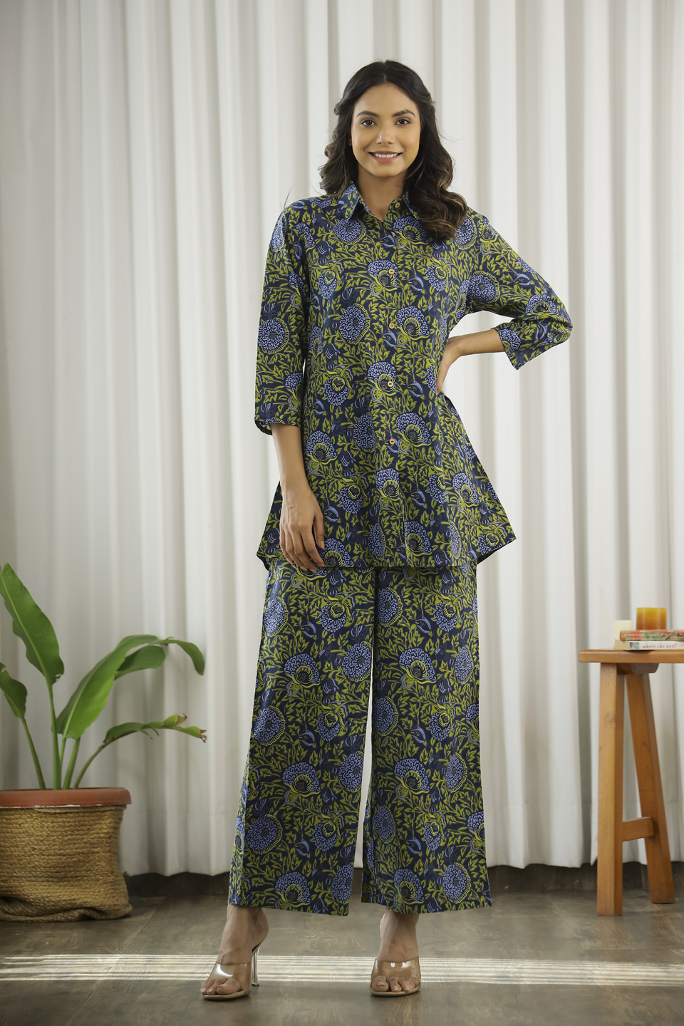 Green Casual NA Pure Cotton Night Suit For Women