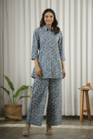 Blue Casual NA Pure Cotton Night Suit For Women